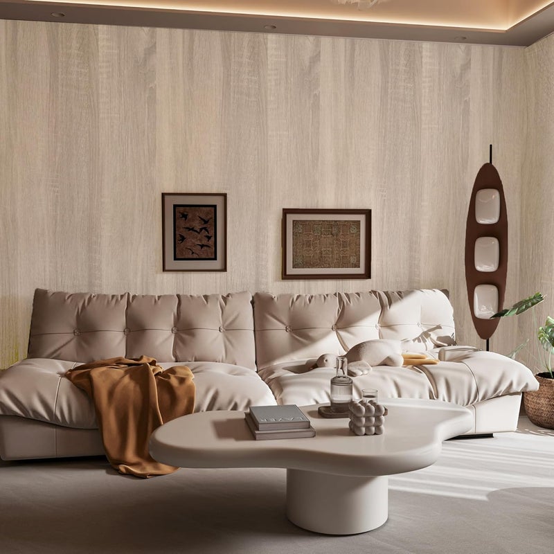 Boobest Large Size 196"x48" Wide Light Wood Grain Contact Paper Peel and Stick Gray Wooden Wallpaper for Bathroom Farmhouse Laundry Room Apartment Temporary Wallpaper Self Adhesive Wood Vinyl Wrap - Image 3